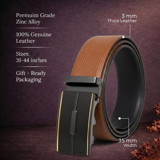 THE MEN THING Leather Belts Mens Genuine Leather Belt | 2 in 1 Reversible (Brown & Black) (1 Pc.) - SIGNORA
