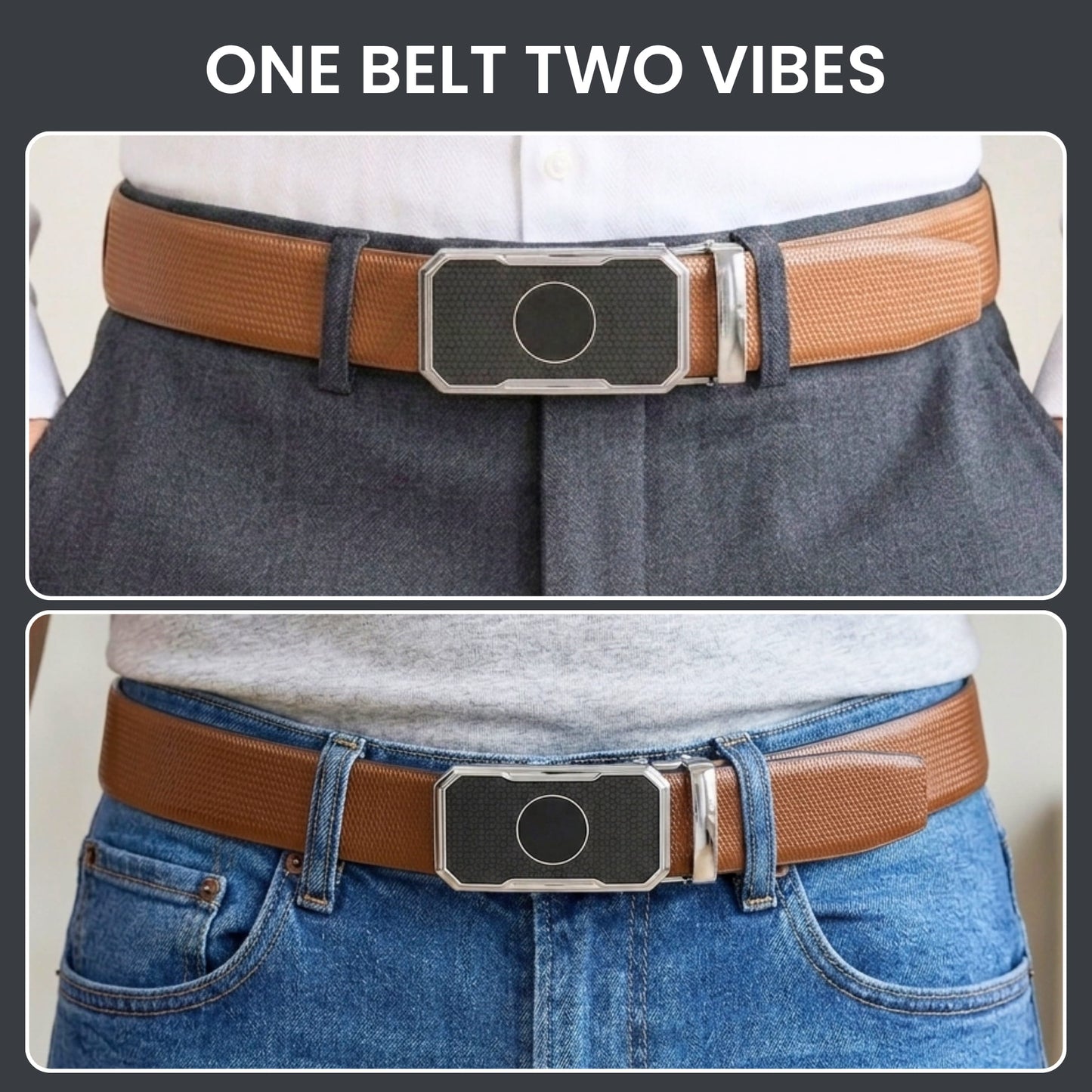 THE MEN THING Leather Belts Mens Genuine Leather Belt | 2 in 1 Reversible (Brown & Black) (1 Pc.) - SIGNORA - MONTREX