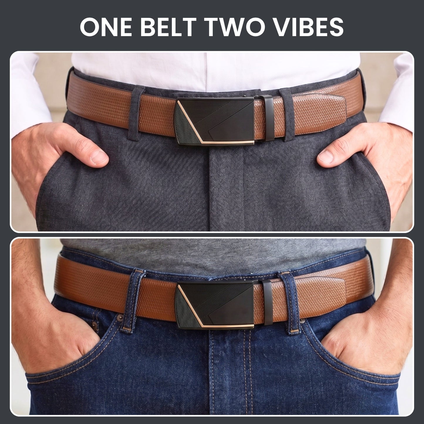 THE MEN THING Leather Belts Mens Genuine Leather Belt | 2 in 1 Reversible (Brown & Black) (1 Pc.) - SIGNORA - NOCTIS