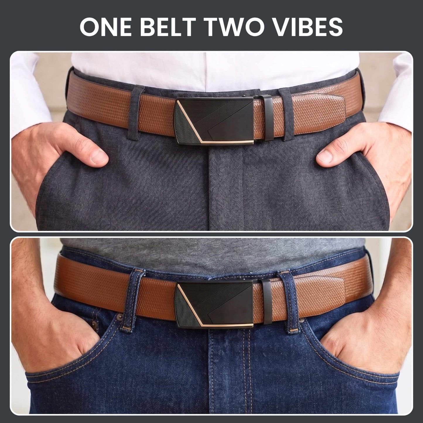 THE MEN THING Leather Belts Mens Genuine Leather Belt | 2 in 1 Reversible (Brown & Black) (1 Pc.) - SIGNORA - NOCTIS