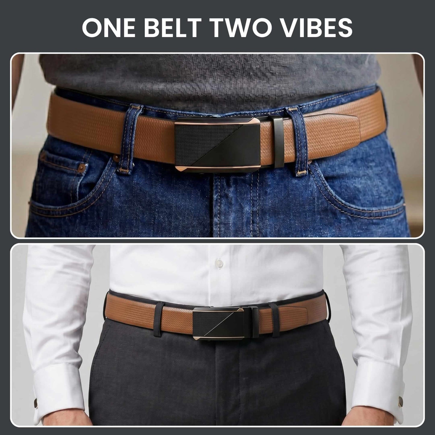 THE MEN THING Leather Belts Mens Genuine Leather Belt | 2 in 1 Reversible (Brown & Black) (1 Pc.) - SIGNORA -TRION