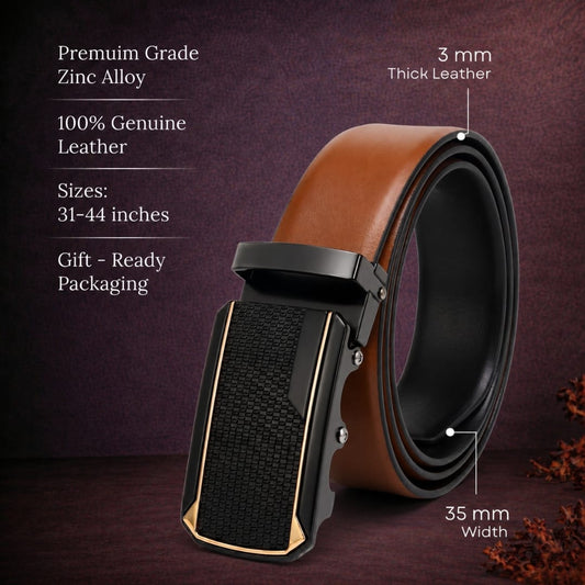 THE MEN THING Leather Belts Mens Genuine Leather Belt | 2 in 1 Reversible (Brown & Black) (1 Pc.) - VELARO