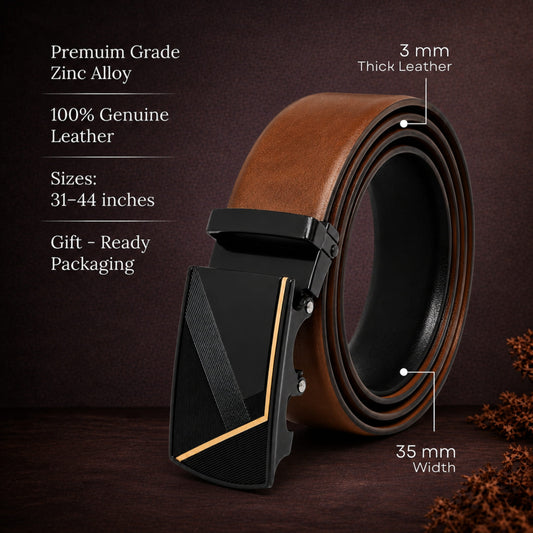 THE MEN THING Leather Belts Mens Genuine Leather Belt | 2 in 1 Reversible (Brown & Black) (1 Pc.) - VELARO - NOCTIS
