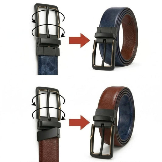 THE MEN THING Leather Belts NAVARO BROWN - Premium Genuine Leather Reversible Belt for Men & Boys | Durable & Stylish for Everyday Wear