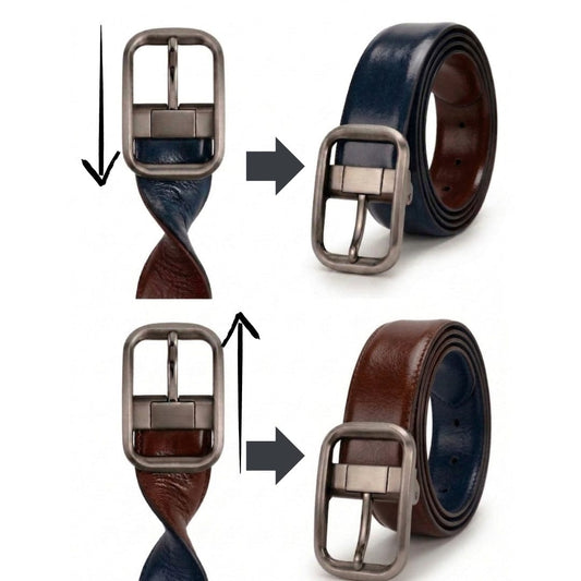 THE MEN THING Leather Belts NAVERO BLUE - Premium Genuine Leather Reversible Belt for Men & Boys | Durable & Stylish for Everyday Wear