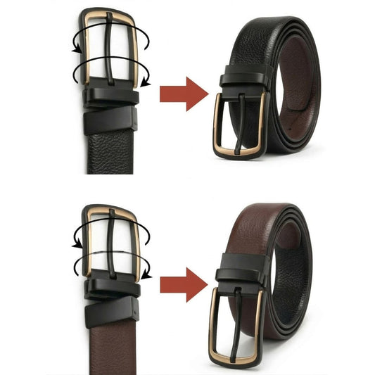 THE MEN THING Leather Belts NOIRLUXE BLACK - Premium Genuine Leather Reversible Belt for Men & Boys | Durable & Stylish for Everyday Wear