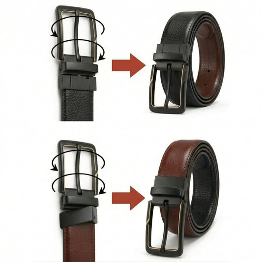THE MEN THING Leather Belts ORVION BROWN - Premium Genuine Leather Reversible Belt for Men & Boys | Durable & Stylish for Everyday Wear