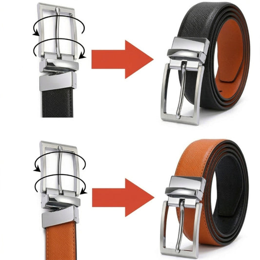 THE MEN THING Leather Belts REVOLT EDGE BROWN - Premium Genuine Leather Reversible Belt for Men & Boys | Durable & Stylish for Everyday Wear