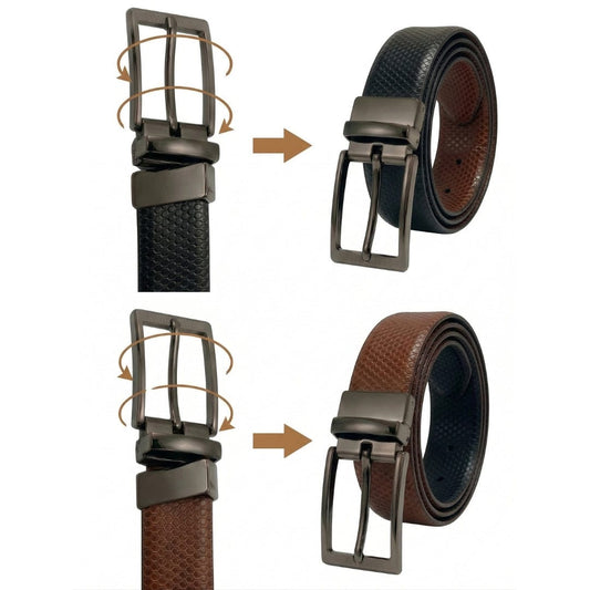 THE MEN THING Leather Belts STYLON BROWN - Premium Genuine Leather Reversible Belt for Men & Boys | Durable & Stylish for Everyday Wear