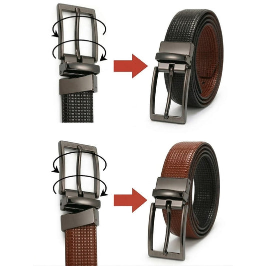 THE MEN THING Leather Belts TORVEX BLACK - Premium Genuine Leather Reversible Belt for Men & Boys | Durable & Stylish for Everyday Wear