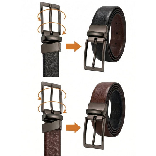 THE MEN THING Leather Belts TORZEN BROWN - Premium Genuine Leather Reversible Belt for Men & Boys | Durable & Stylish for Everyday Wear
