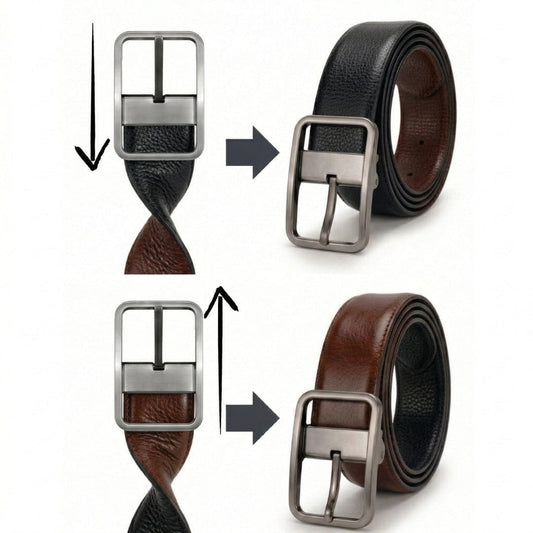 THE MEN THING Leather Belts URBAN EMPEROR BROWN - Premium Genuine Leather Reversible Belt for Men & Boys | Durable & Stylish for Everyday Wear