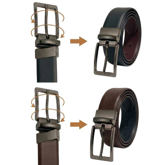 THE MEN THING Leather Belts VANTHOR BLACK - Premium Genuine Leather Reversible Belt for Men & Boys | Durable & Stylish for Everyday Wear