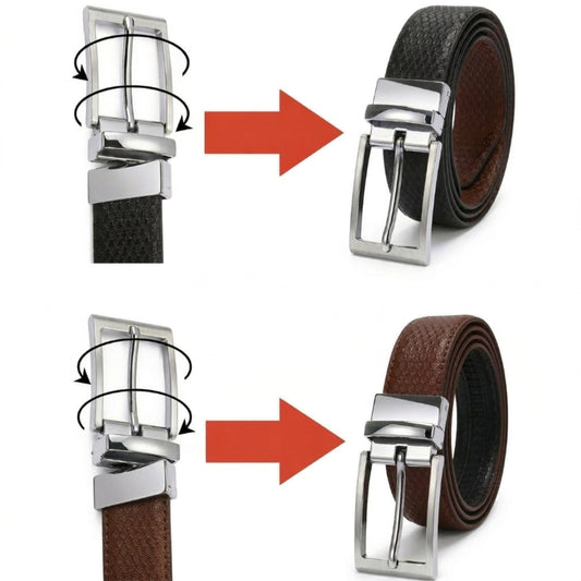 THE MEN THING Leather Belts VELTON BROWN - Premium Genuine Leather Reversible Belt for Men & Boys | Durable & Stylish for Everyday Wear