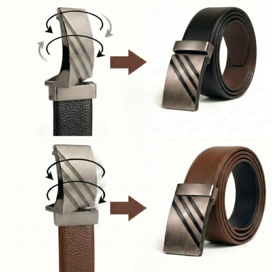 THE MEN THING Leather Belts VELTRIX BLACK - Premium Genuine Leather Reversible Belt for Men & Boys | Durable & Stylish for Everyday Wear