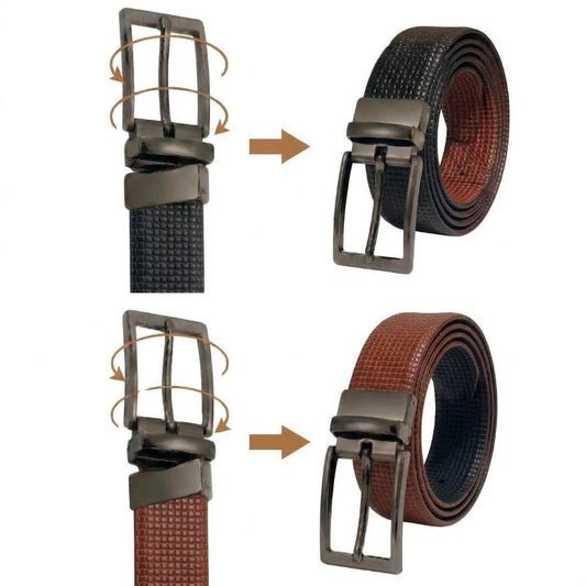 THE MEN THING Leather Belts VINTEX BLACK - Premium Genuine Leather Reversible Belt for Men & Boys | Durable & Stylish for Everyday Wear