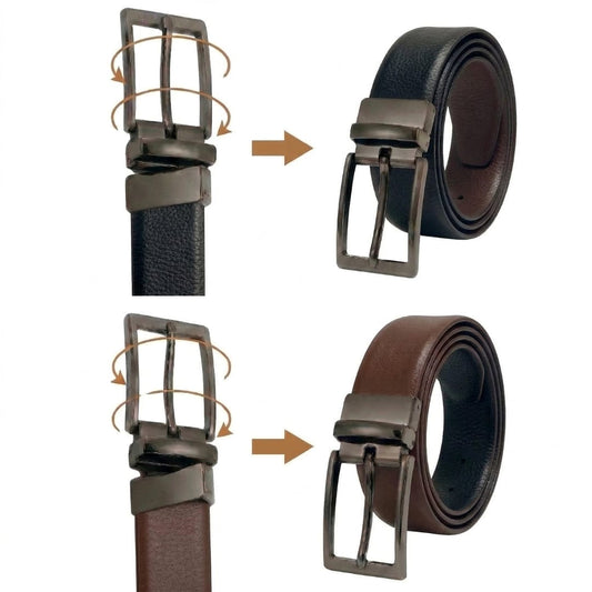 THE MEN THING Leather Belts VORAX BLACK - Premium Genuine Leather Reversible Belt for Men & Boys | Durable & Stylish for Everyday Wear
