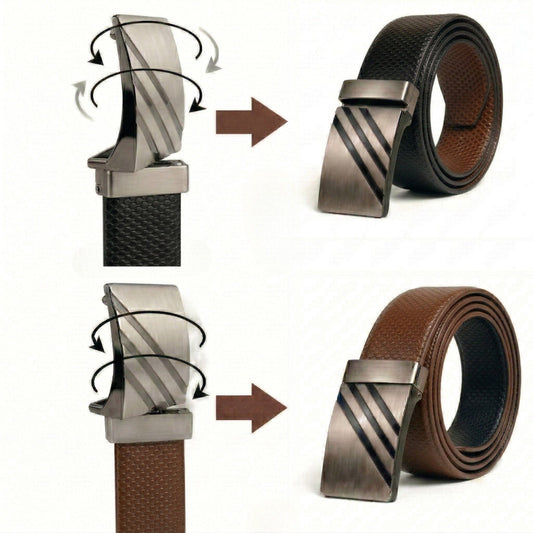 THE MEN THING Leather Belts ZENTRIX BROWN - Premium Genuine Leather Reversible Belt for Men & Boys | Durable & Stylish for Everyday Wear