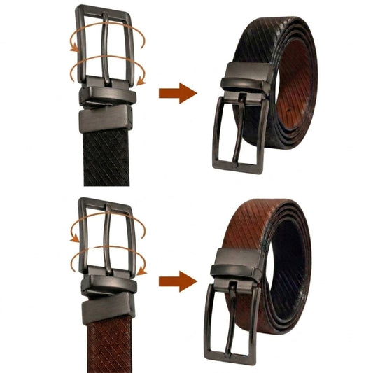 THE MEN THING Leather Belts ZORANO BLACK - Premium Genuine Leather Reversible Belt for Men & Boys | Durable & Stylish for Everyday Wear