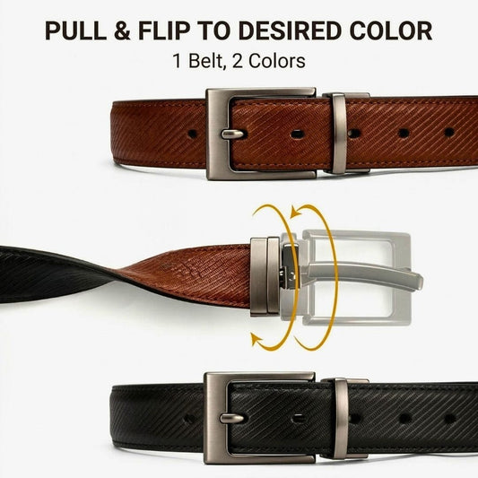 THE MEN THING Leather Belts ZORANO BROWN - Premium Genuine Leather Reversible Belt for Men & Boys | Durable & Stylish for Everyday Wear