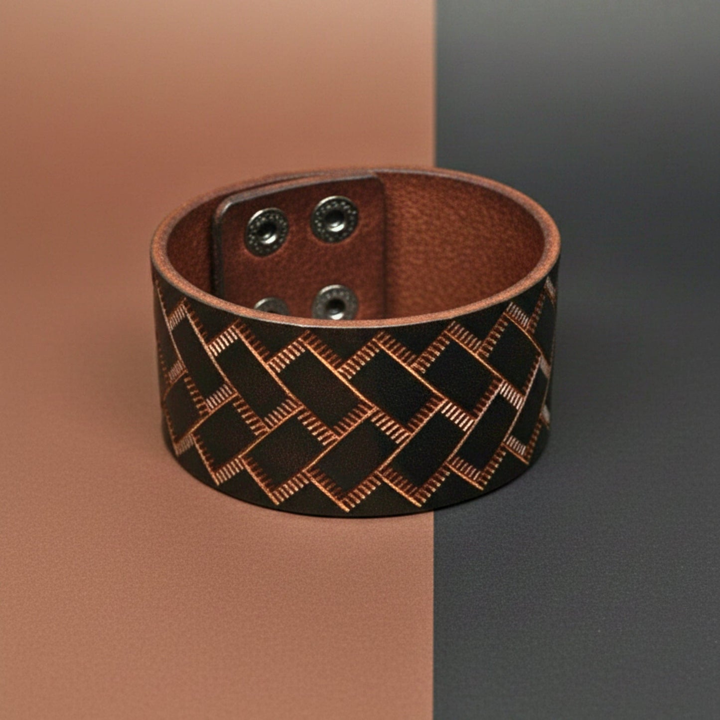 THE MEN THING Leather Bracelet BRAIDX VALOR - BROWN - 40mm Brown Genuine Leather Bracelet for Men & Boys (9 inch)