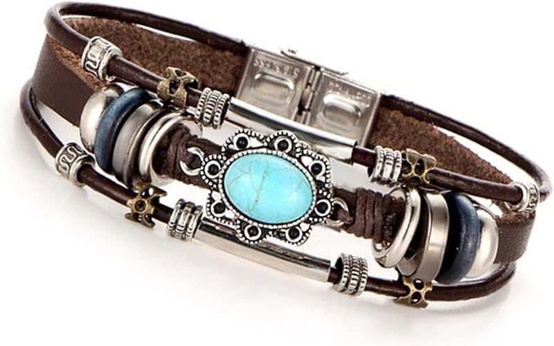 THE MEN THING Leather Bracelet BRONZE KNIGHT - Genuine Braided Leather Bracelet Set for Men & Boys (8 inch)