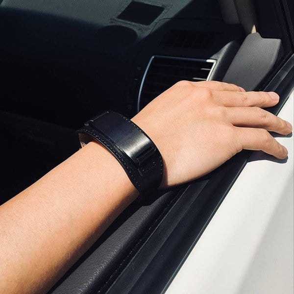 THE MEN THING Leather Bracelet DARKMATTER STRAP BLACK - Genuine Braided Leather Bracelet Set for Men & Boys (8 inch)