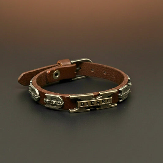 THE MEN THING Leather Bracelet DIESEL REBEL - 14mm Black Genuine Leather Adjustable Bracelet for Men & Boys (9.8 inch)