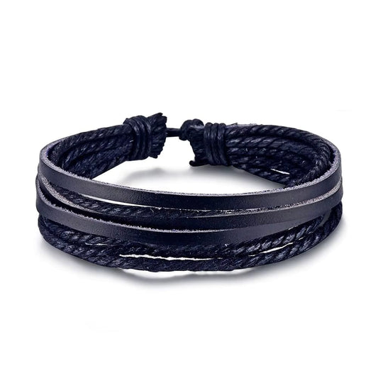 THE MEN THING Leather Bracelet DOMINATOR CUFF - Genuine Braided Leather Bracelet Set for Men & Boys (8 inch)