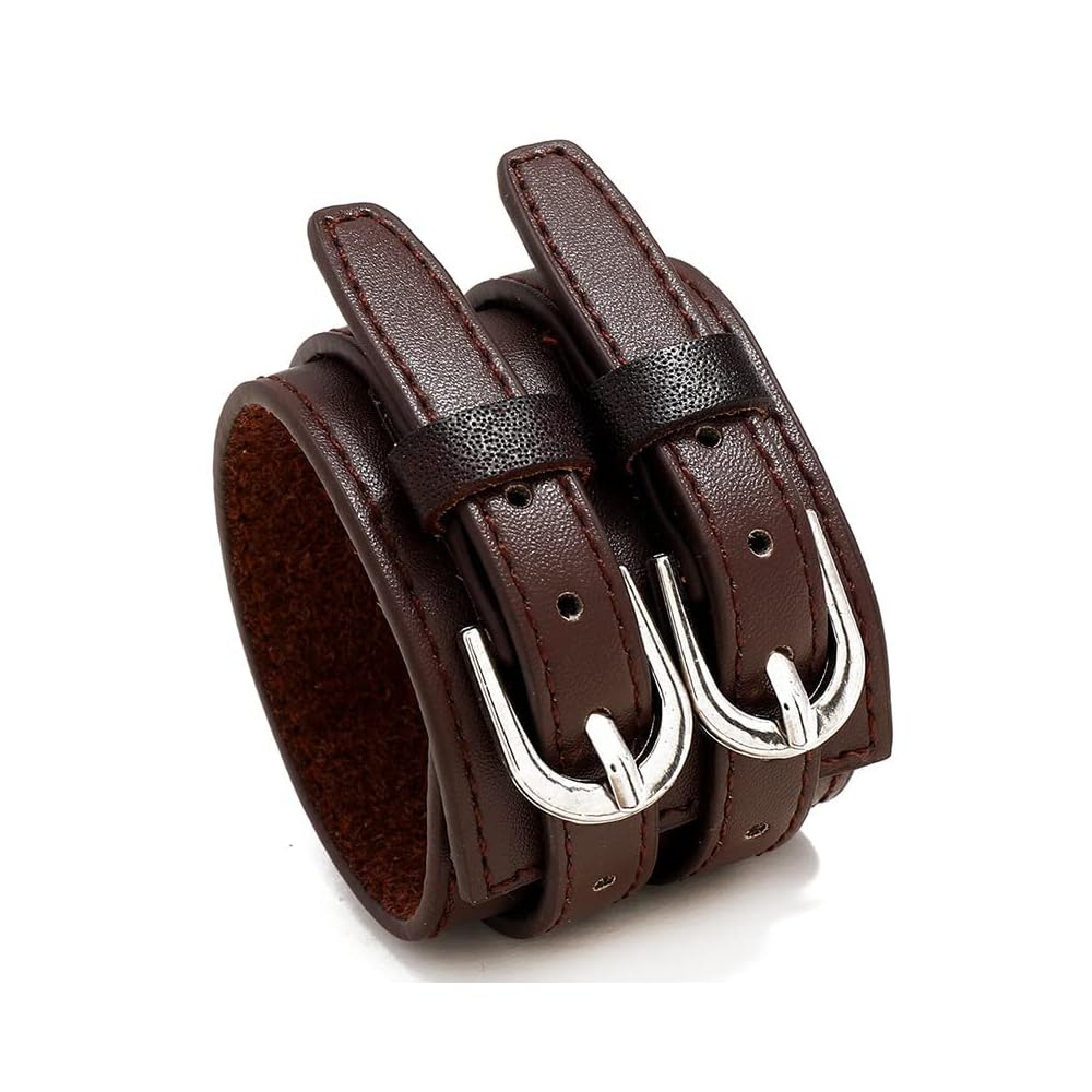 THE MEN THING Leather Bracelet DUSKFANG STRAP BROWN - Genuine Braided Leather Bracelet Set for Men & Boys (8 inch)