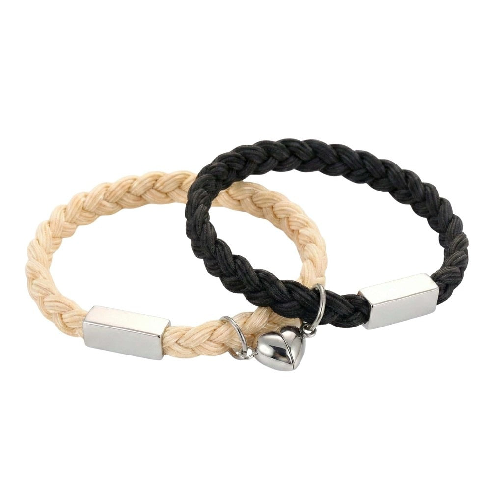 THE MEN THING Leather Bracelet HEARTSTRING - Bracelet with Heart Charm for Men and Women Adjustable Couples Bracelet