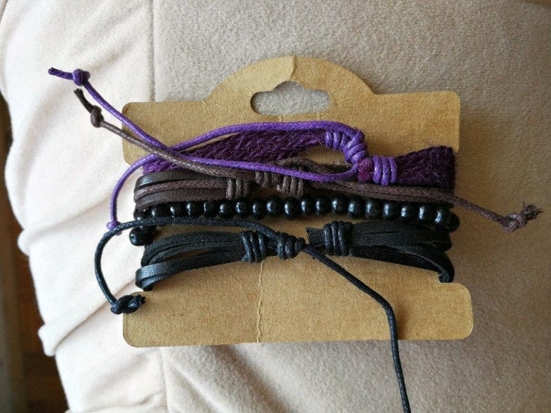 THE MEN THING Leather Bracelet INFINITE LEGACY - 4 Pcs Genuine Braided Leather Bracelet Set for Men & Boys (8 inch)