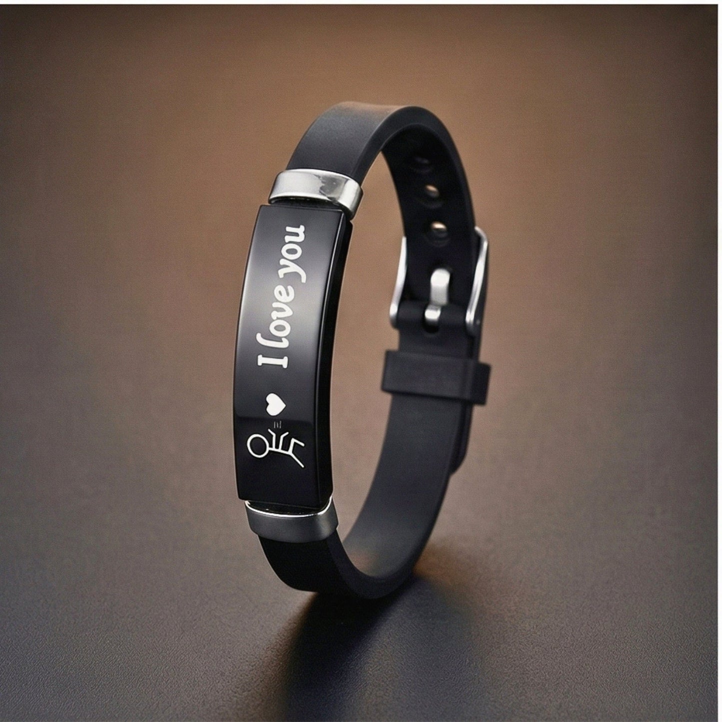 THE MEN THING Leather Bracelet LOVE BAND - BLACK - Genuine Braided Leather Bracelet for Men & Boys (8inch)