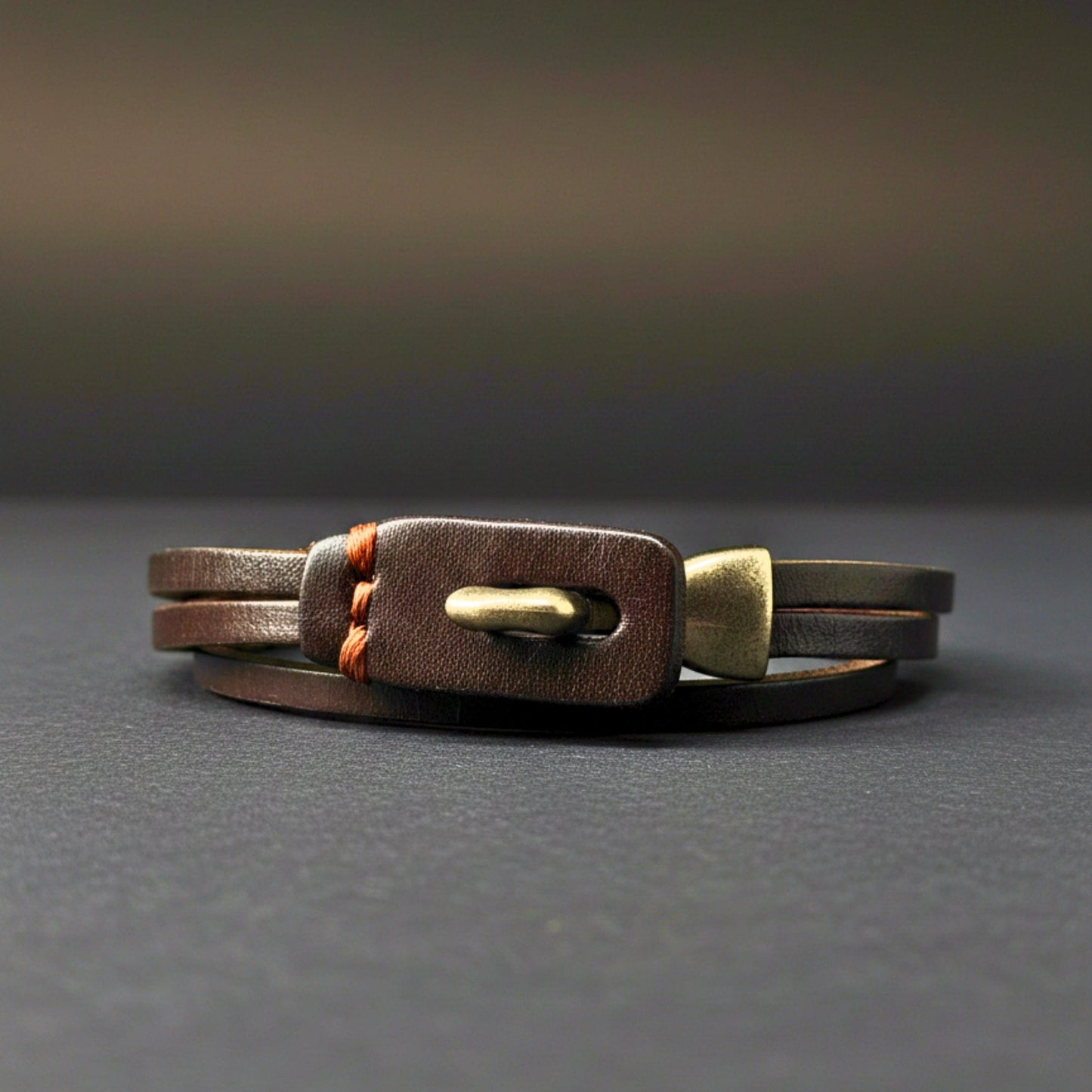 THE MEN THING Leather Bracelet NOIR ANCHOR WRAP - 9mm Dark Brown Genuine Leather Adjustable Bracelet for Men & Boys (23 inch)