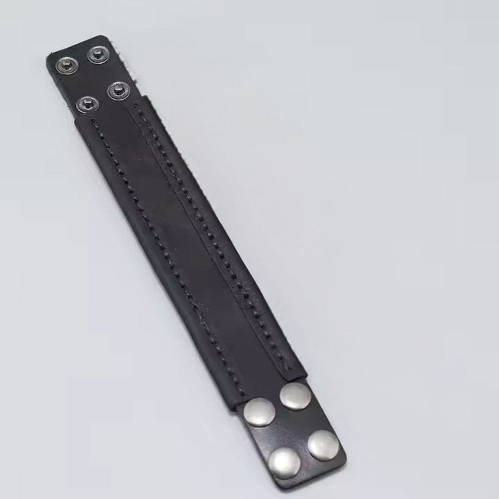 THE MEN THING Leather Bracelet OUTLAW WRAP BLACK - Genuine Braided Leather Bracelet Set for Men & Boys (8 inch)