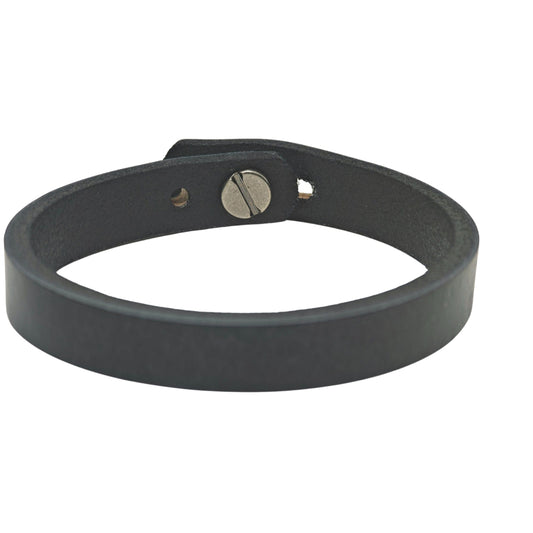 THE MEN THING Leather Bracelet SILENT ROGUE STRAP - 12mm Genuine Leather Bracelet with Stainless Steel Stud button Closure for Men & Boys (8 inch)