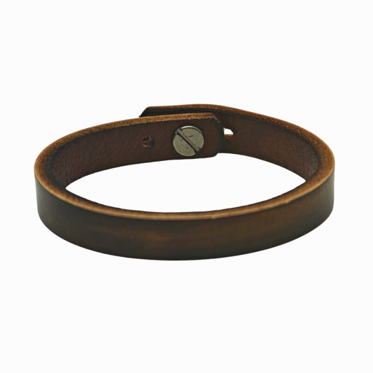 THE MEN THING Leather Bracelet SILENT ROGUE STRAP - Dark Brown 12mm Genuine Leather Bracelet with Stainless Steel Stud button Closure for Men & Boys (8 inch)
