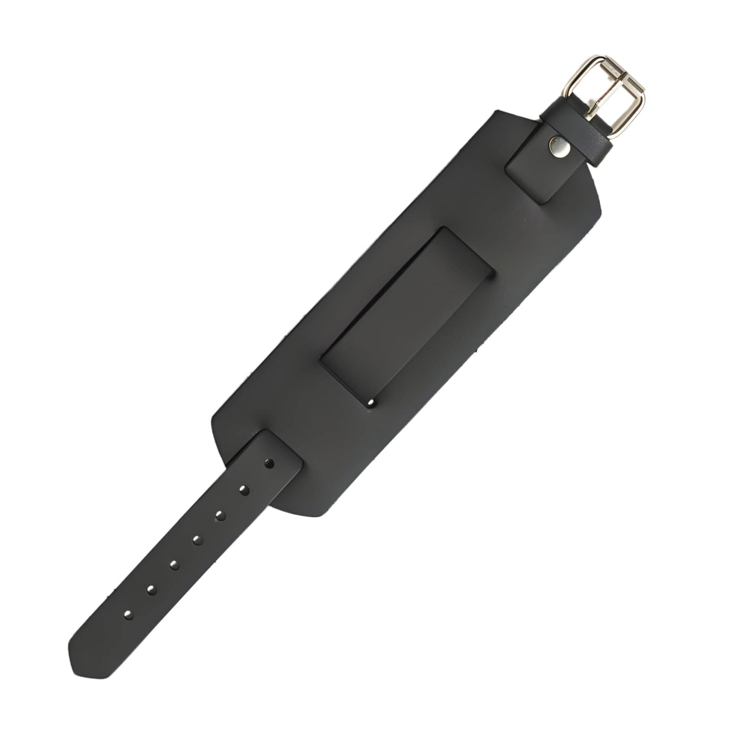 THE MEN THING Leather Bracelet STEALTH EDGE - 50mm Black Genuine Leather Adjustable Bracelet for Men & Boys (10.5 inch)