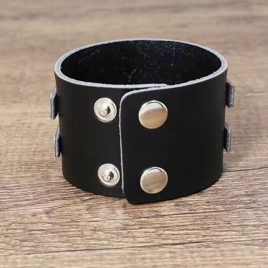 THE MEN THING Leather Bracelet WARFORGE BLACK BAND - Genuine Braided Leather Bracelet Set for Men & Boys (8 inch)