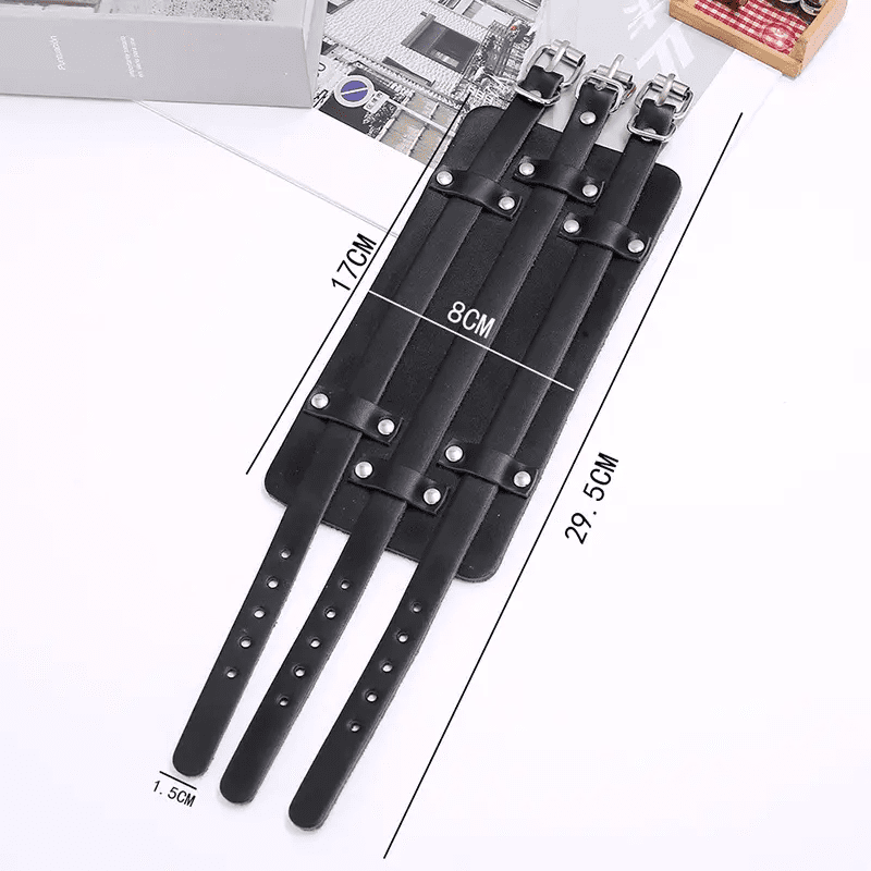 THE MEN THING Leather Bracelet WRAITHBINDER BLACK - Genuine Braided Leather Bracelet Set for Men & Boys (8inch)