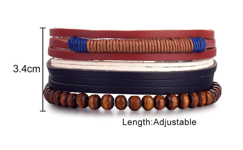 THE MEN THING Leather Bracelet ZENITH BAND - Genuine Braided Leather Bracelet Set for Men & Boys (8 inch)