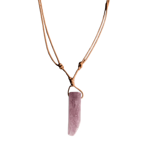 THE MEN THING Leather Necklace AIKO CRYSTAL PENDANT - Natural Crystal Pendant with Adjustable Pure Leather Cord Necklace for Men & Boys