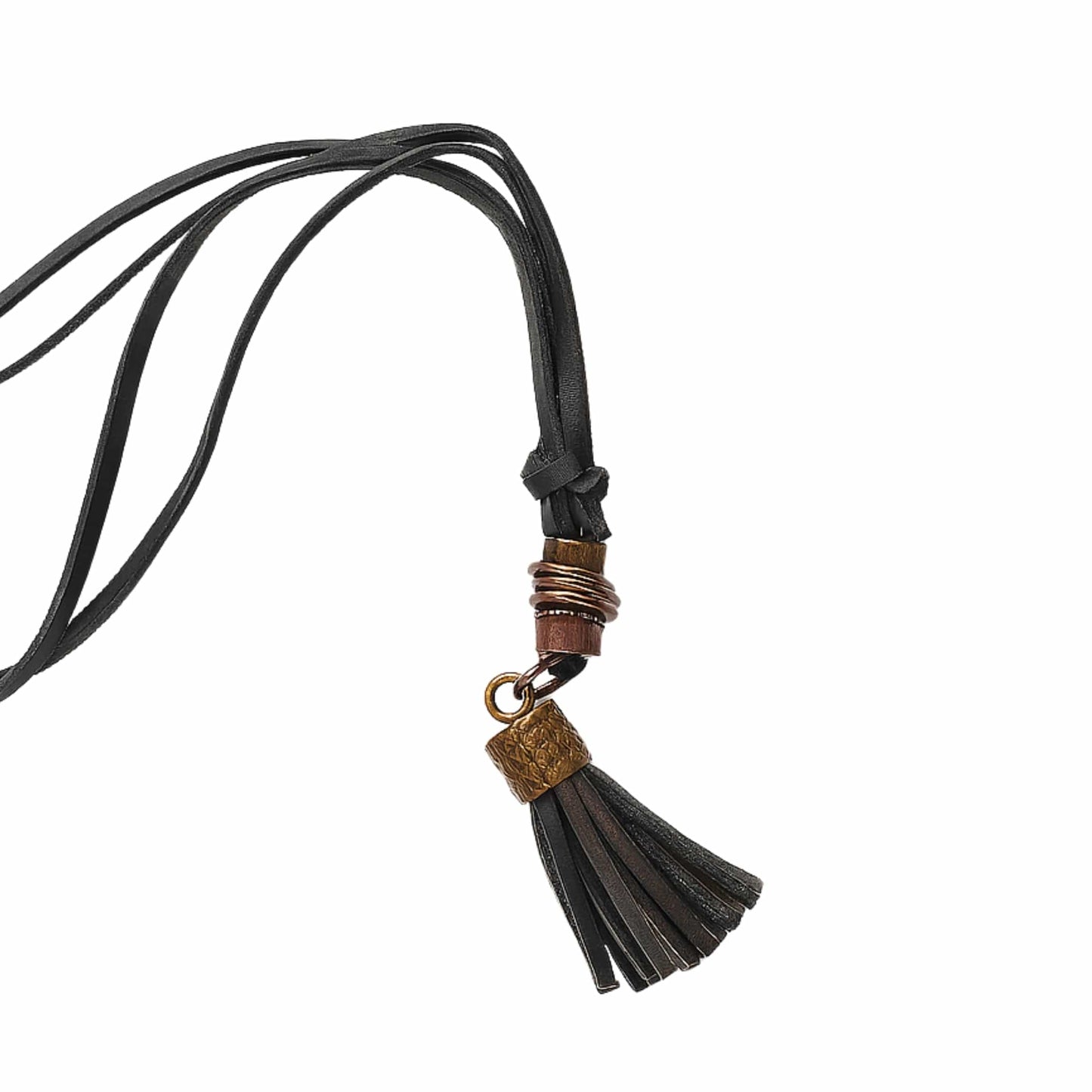 THE MEN THING Leather Necklace GRIT TASSEL - Leather Necklace for Men - Adjustable Pure Leather Cord Necklace for Men & Boys