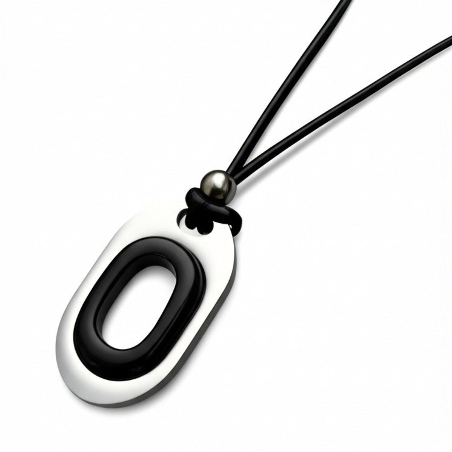 THE MEN THING Leather Necklace OBLIVION LOOP - Titanium Steel Pendant with Adjustable Rope Chain for Men & Boys