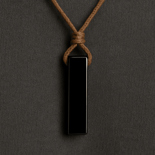 THE MEN THING Leather Necklace OBSIDIAN ROUGH - Natural Crystal Pendant with Adjustable Pure Leather Cord Necklace for Men & Boys
