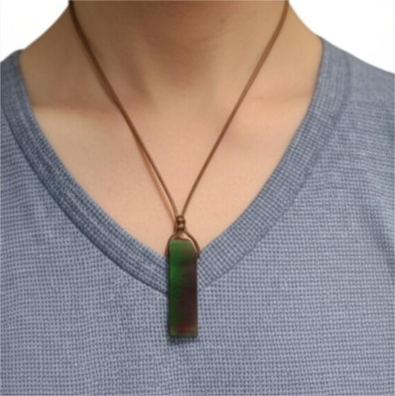 THE MEN THING Leather Necklace SERENITY MYSTIC STONE - Natural Crystal Pendant with Adjustable Pure Leather Cord Necklace for Men & Boys