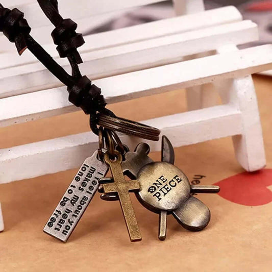 THE MEN THING Leather Necklace SKULL RED EYE BLACK - Vintage Alloy Golden Skull Pendant with Adjustable Pure Leather Cord Necklace for Men & Boys