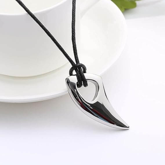 THE MEN THING Leather Necklace SPIKE EDGE - Titanium Steel Pendant with Adjustable Rope Chain for Men & Boys