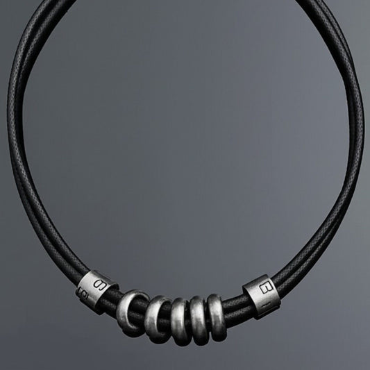 THE MEN THING Leather Necklace URBAN FORGE - Titanium Steel Pendant with Rope Chain , for Men & Boys (17inch)