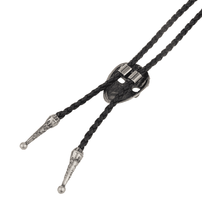 THE MEN THING Leather Necklace VISAGE MASK - Retro Alloy Pendant Bolo Tie | Adjustable Genuine Leather Cowboy Necktie Necklace for Men & Boys
